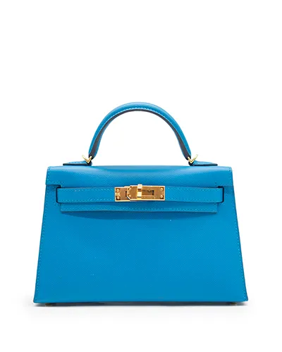 Hermes Kelly Sellier Mini Blue Zanzibar Epsom GHW pre-owned in Dubai
