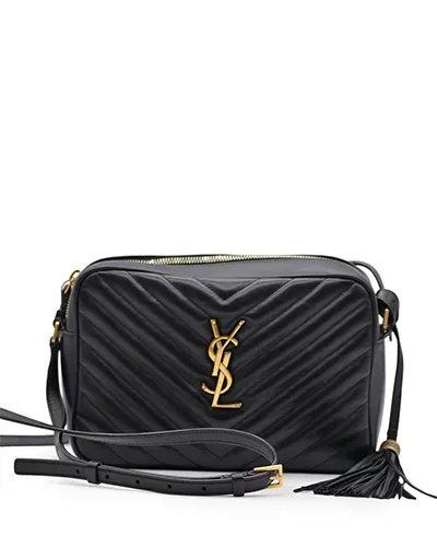 Yves St Laurent Lou Camera Bag Quilted Medium Black GHW pre-owned in Dubai
