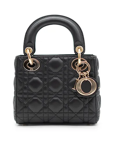 Dior Lady D- Mini Black Calfskin GHW pre-owned in Dubai