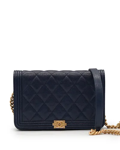 Chanel WOC Boy Navy Blue Caviar GHW pre-owned in Dubai
